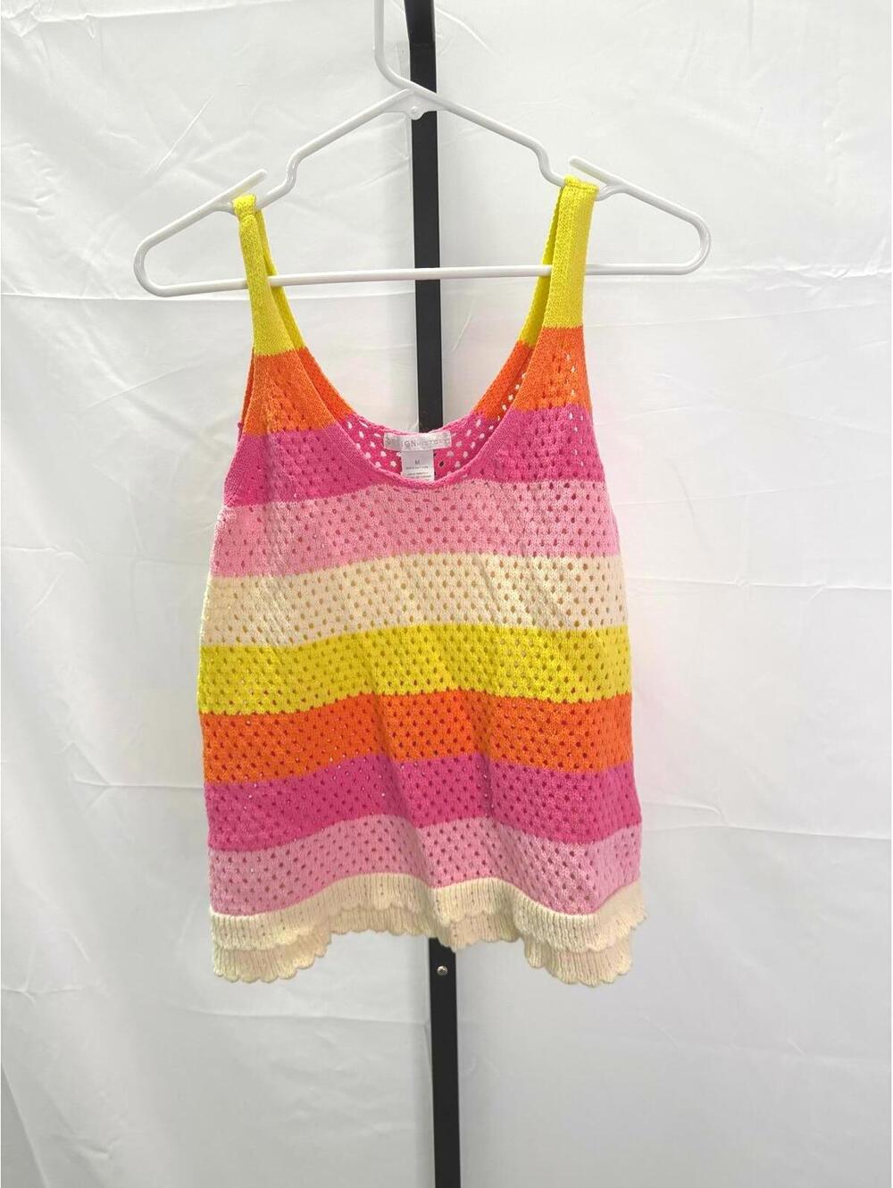 Women's Colorful Striped Knit Tank Top Medium Design History